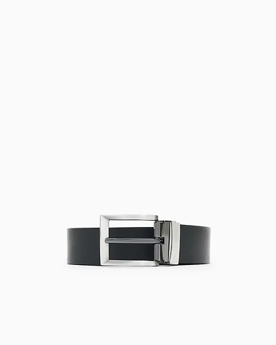 Leather belt with logo