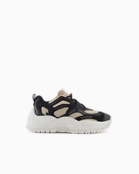 Armani Exchange - Chunky sneakers with contrasting inserts, Woman, Black, Size: