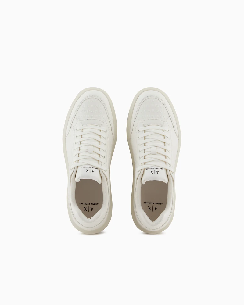 Armani Exchange - Sneakers with allover logo, Man, White, Size: