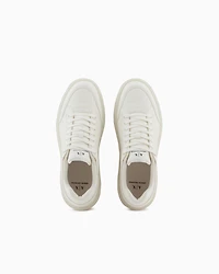 Armani Exchange - Sneakers with allover logo, Man, White, Size: