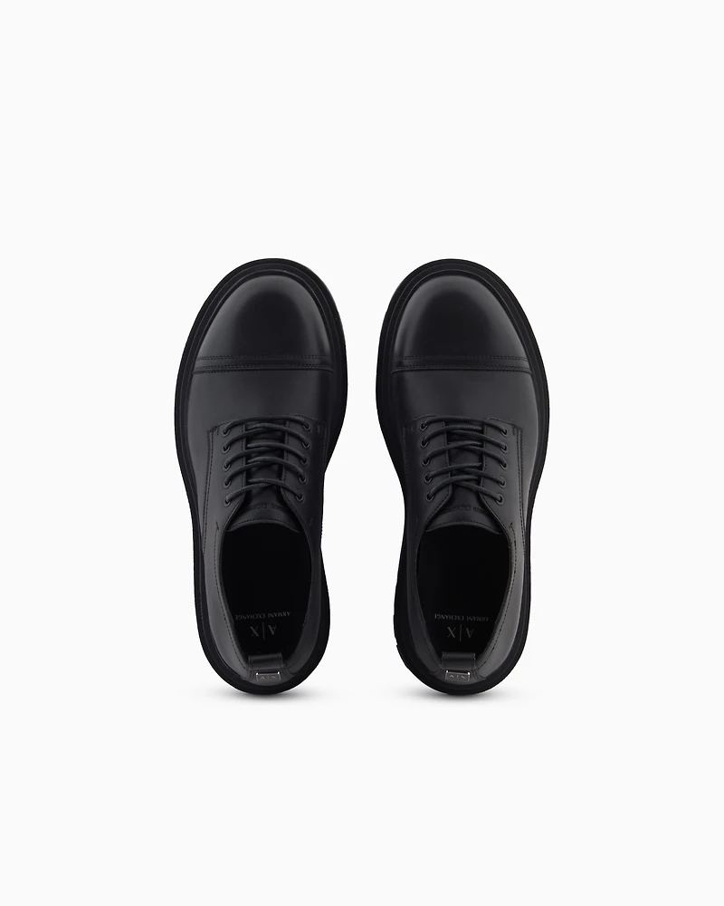 Armani Exchange - Leather lace-up shoes, Man, Black, Size: