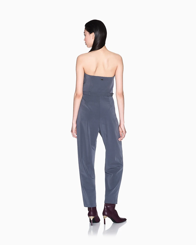 Jumpsuit with pleats and belt