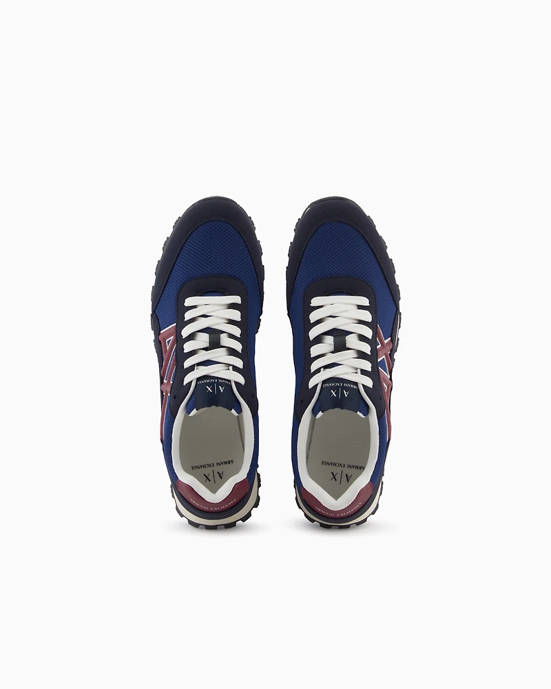 Armani Exchange - Sneakers with contrasting logo, Man, Blue, Size: