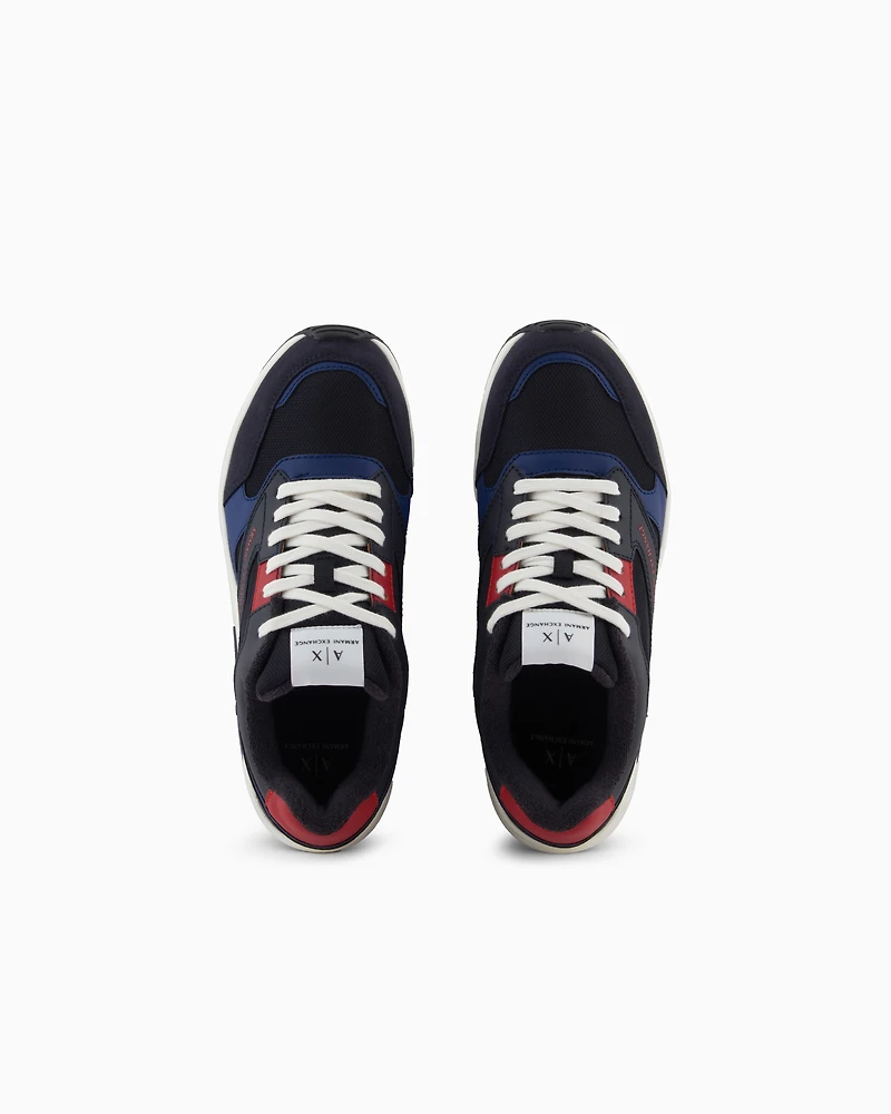 Armani Exchange - Sneakers with contrasting inserts, Man, Blue, Size: