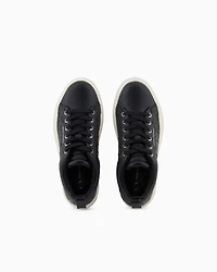 Armani Exchange - ALL OVER EMBOSSED LOGO SNEAKERS, Woman, Black, Size: