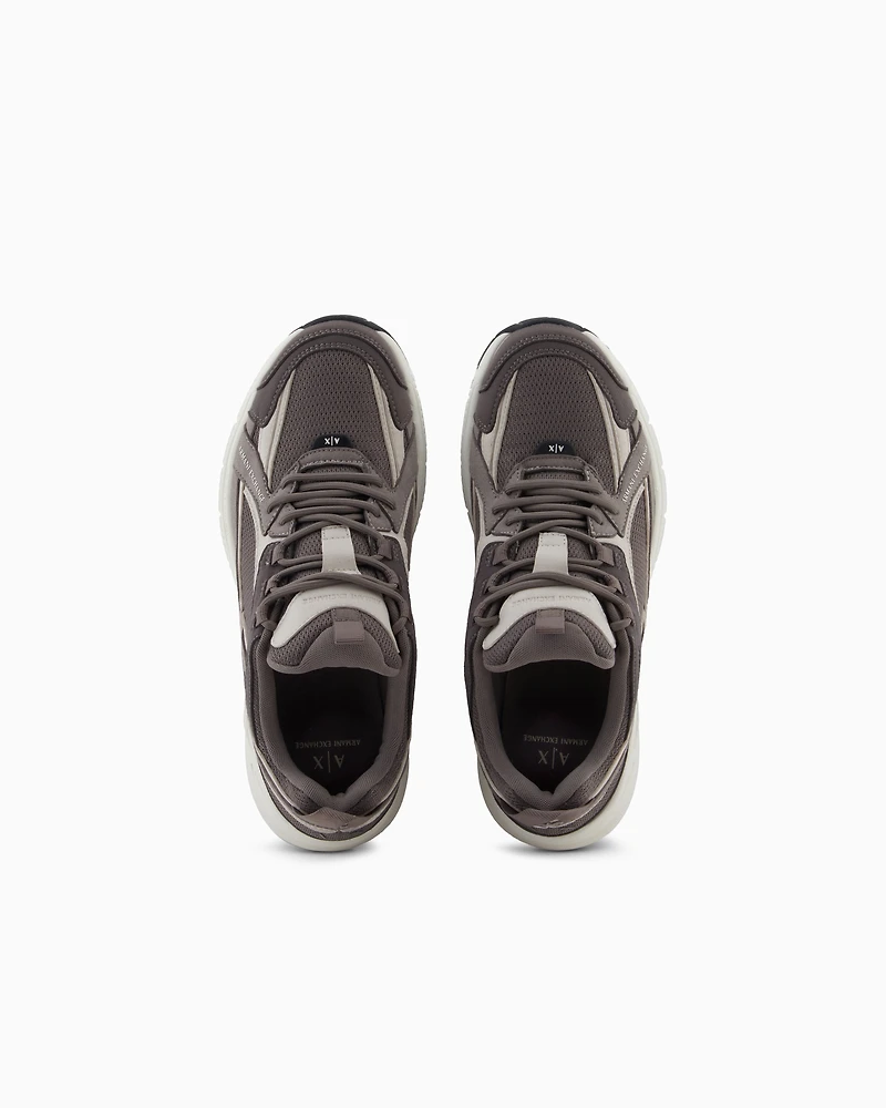Armani Exchange - TECHNICAL FABRIC CHUNKY SNEAKERS, Man, Brown, Size: