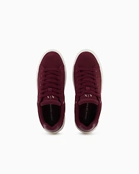 Armani Exchange - Leather sneakers with embossed details, Woman, Burgundy, Size: