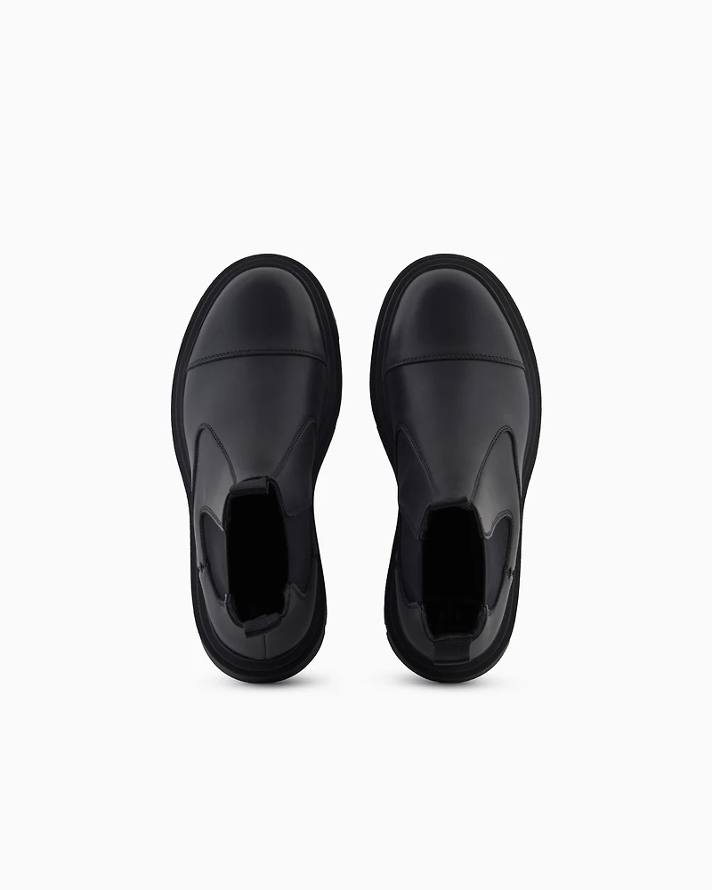 Armani Exchange - Leather Beatles boots, Man, Black, Size: