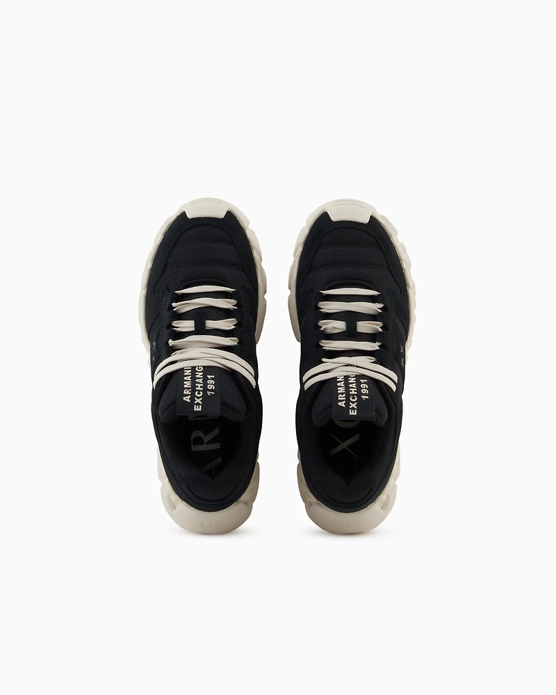 Armani Exchange -  Technical fabric sneakers, Man, Black, Size: