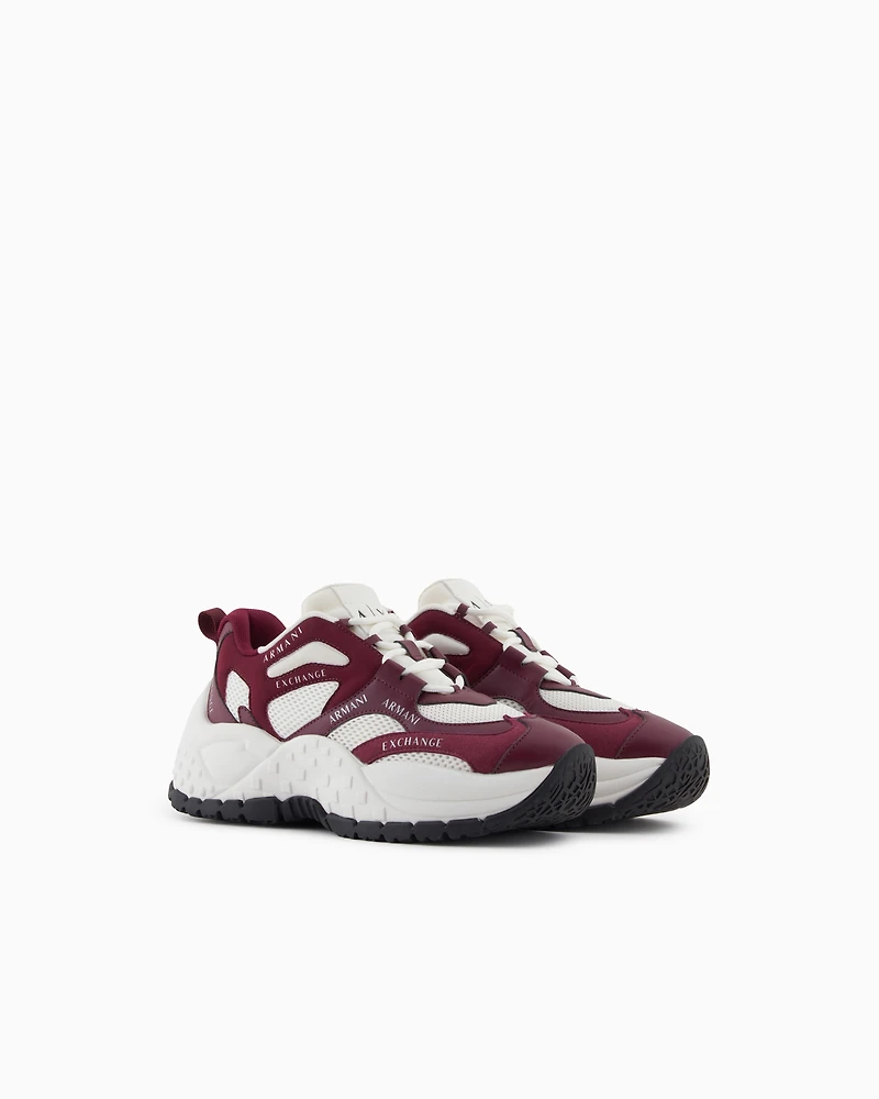Armani Exchange - Chunky sneakers with contrasting inserts, Woman, White, Size: