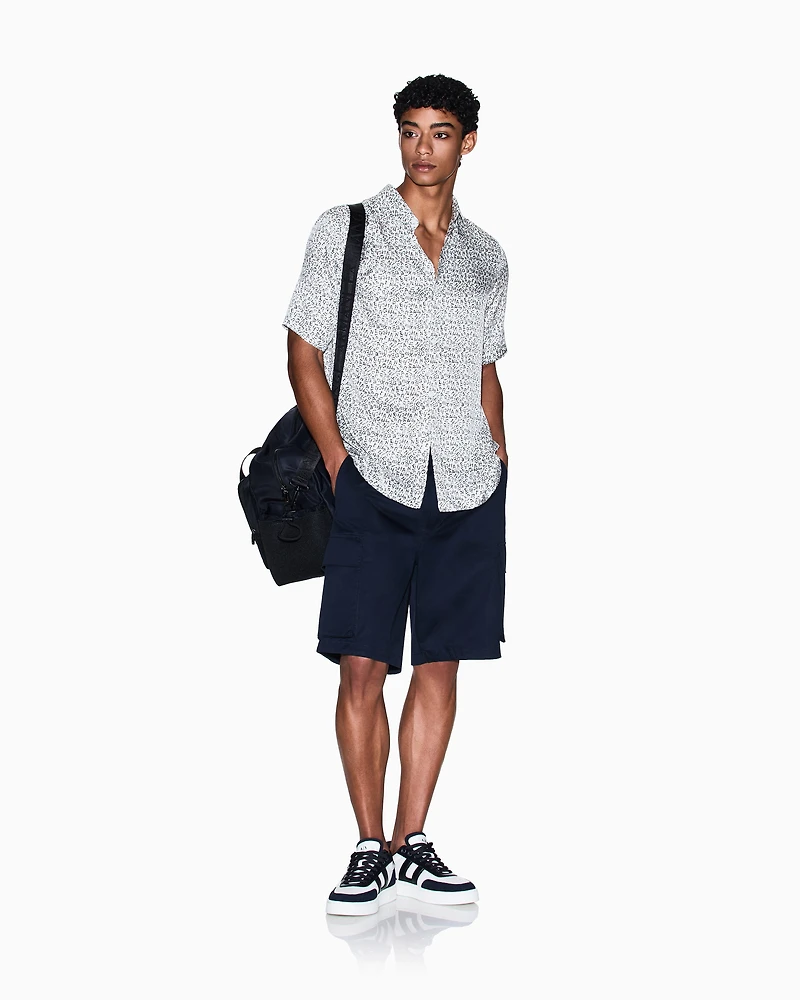 Armani Exchange - Twill cargo Bermuda shorts, Man, Navy_blue, Size: