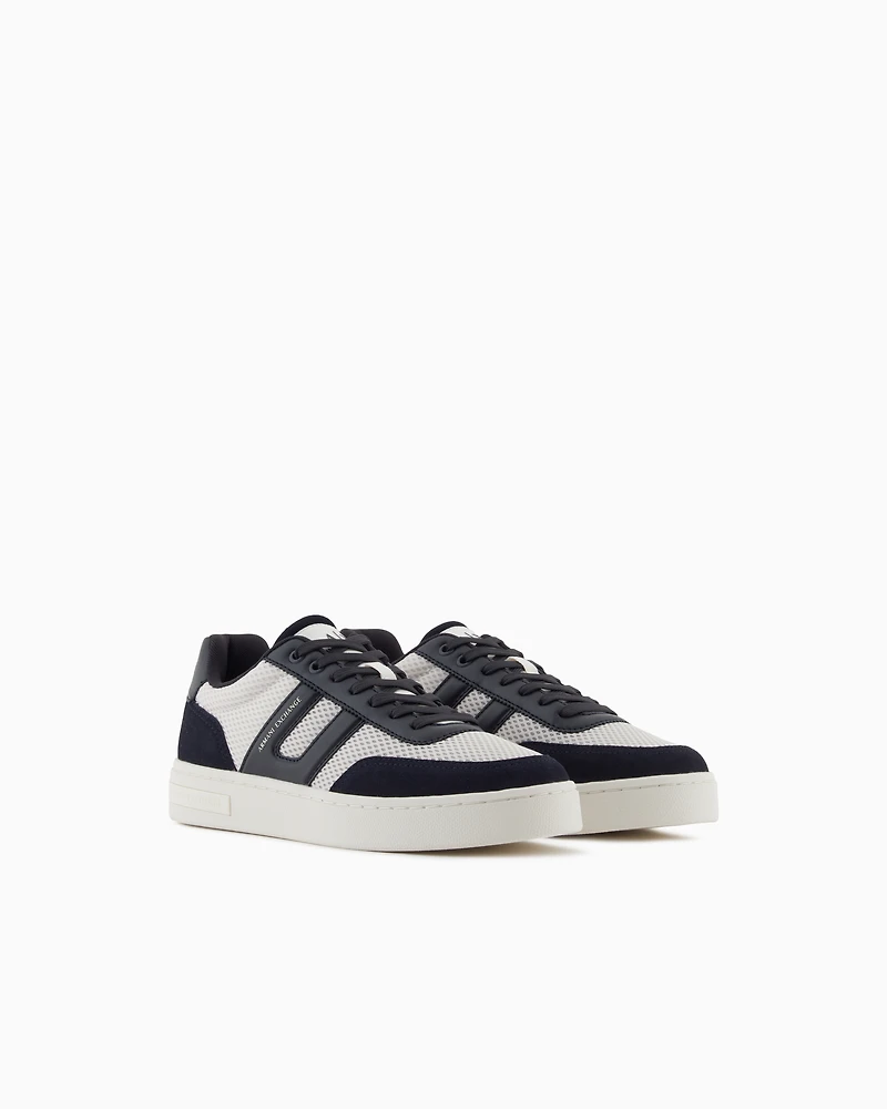 Armani Exchange - Mesh sneakers with contrasting inserts, Man, Navy_blue, Size: