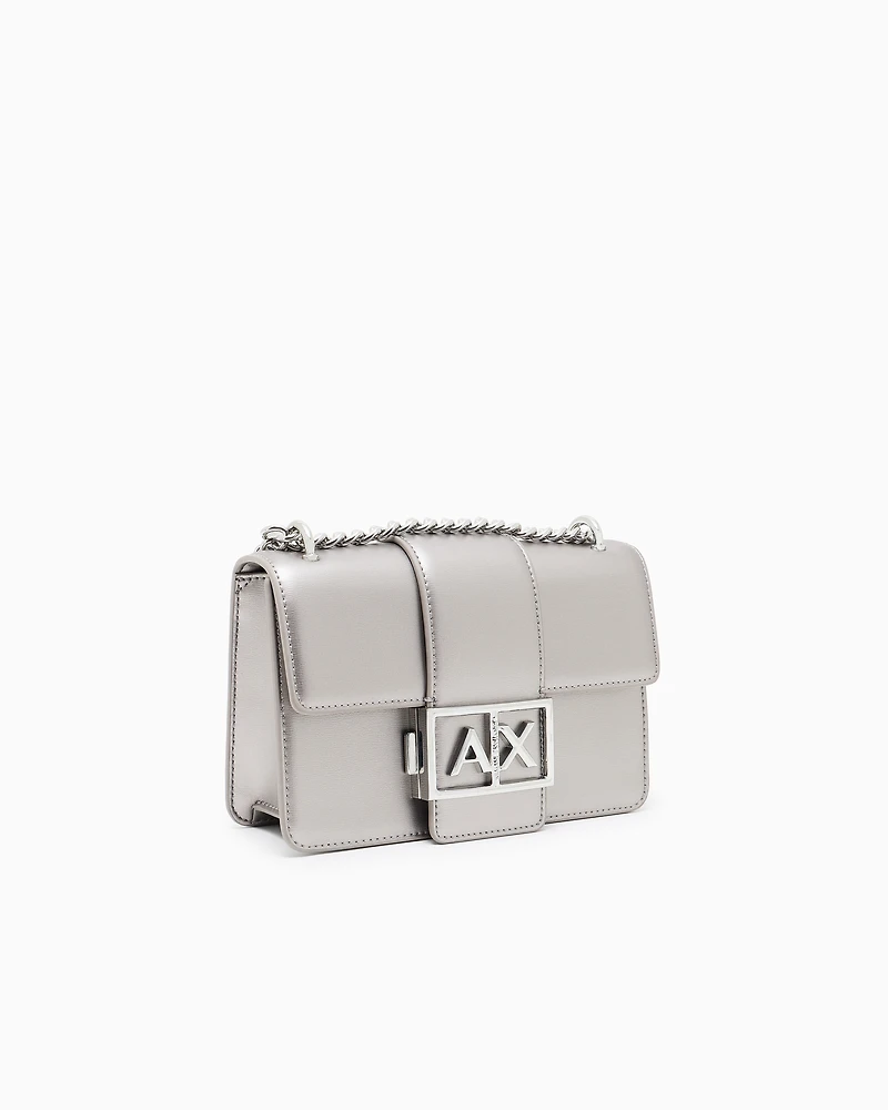 Armani Exchange - Shoulder bag with metal logo, Woman, Silver, Size: TU