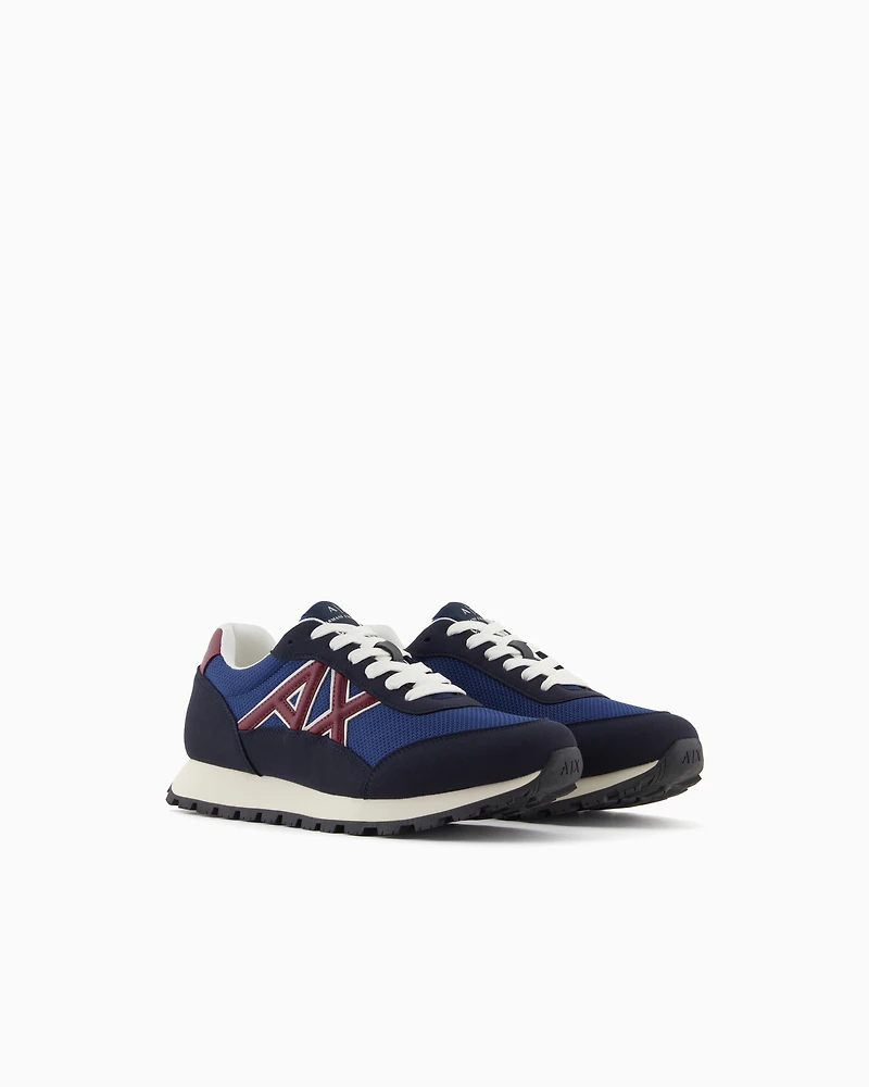 Armani Exchange - Sneakers with contrasting logo, Man, Blue, Size:
