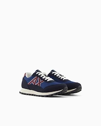 Armani Exchange - Sneakers with contrasting logo, Man, Blue, Size: