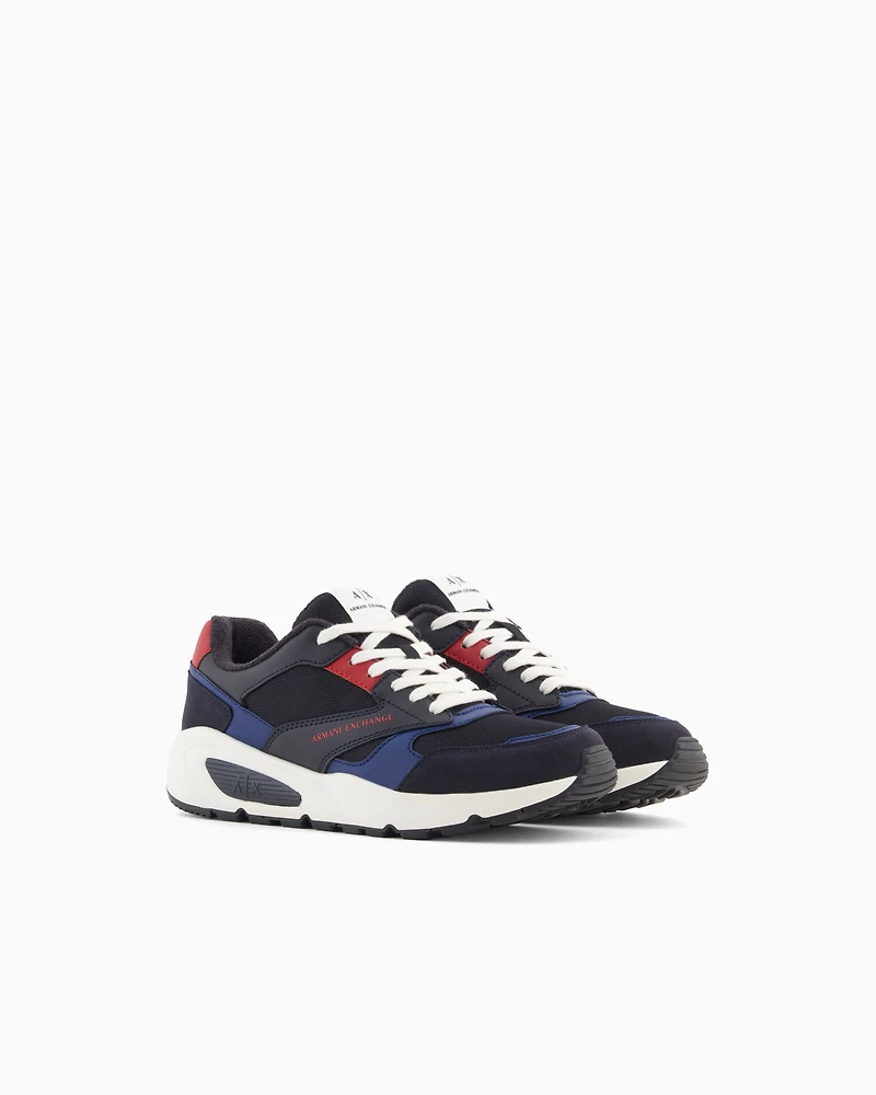 Armani Exchange - Sneakers with contrasting inserts, Man, Blue, Size:
