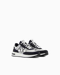 ECO-SUEDE COLOR BLOCK LOGO SNEAKERS