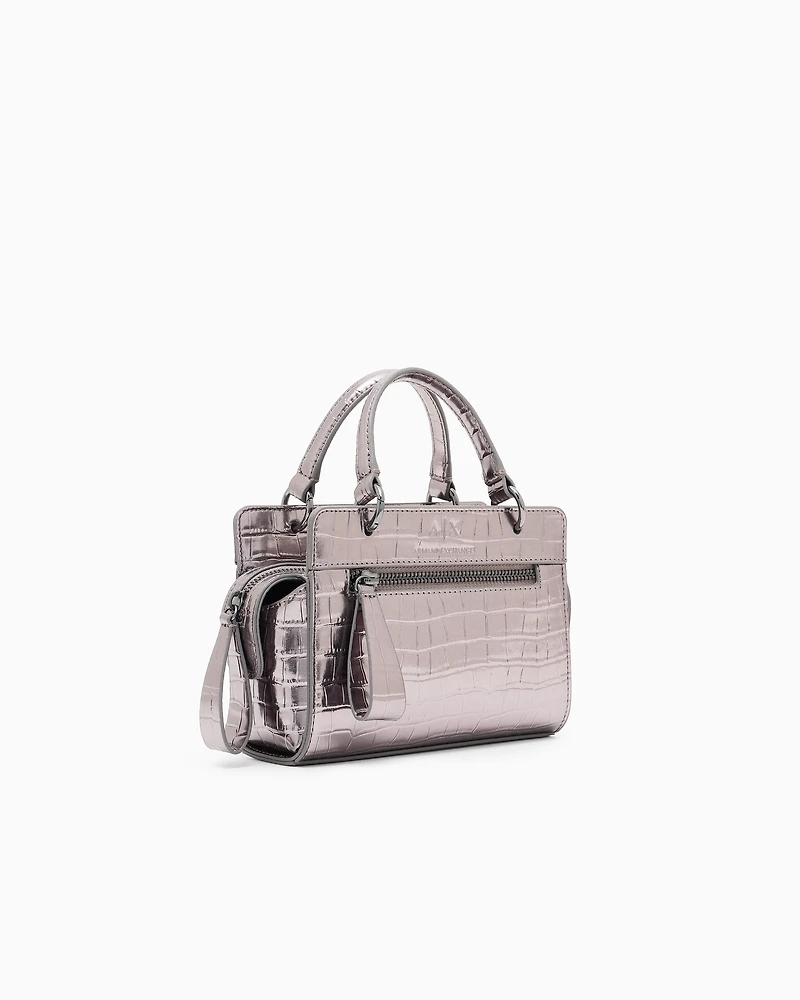 Mini bag with metallic crocodile effect