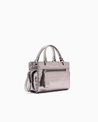 Mini bag with metallic crocodile effect