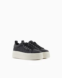 Armani Exchange - ALL OVER EMBOSSED LOGO SNEAKERS, Woman, Black, Size: