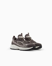 Armani Exchange - TECHNICAL FABRIC CHUNKY SNEAKERS, Man, Brown, Size: