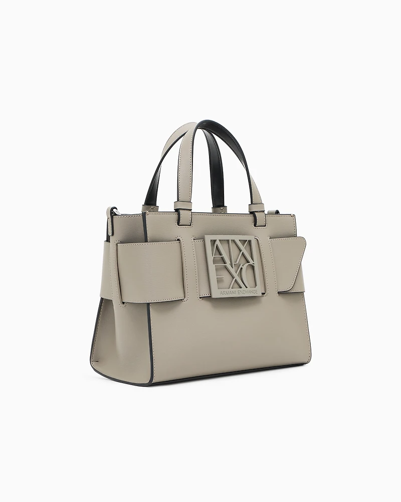 Armani Exchange - Medium tote bag with double handles and shoulder strap, Woman, Brown, Size: TU