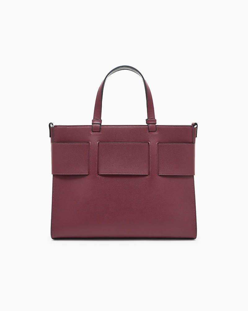 Armani Exchange - Large tote bag with double handles and shoulder strap, Woman, Burgundy, Size: TU