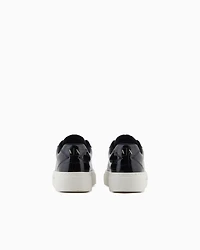 Sneakers with shiny crocodile-effect upper