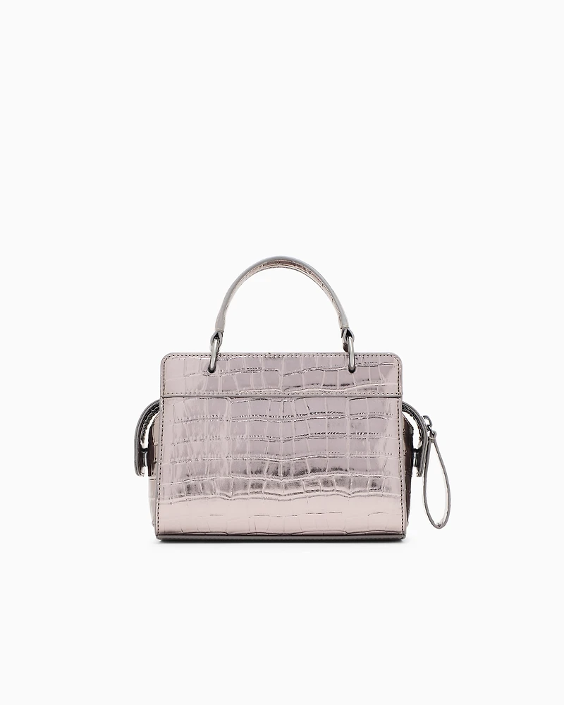 Mini bag with metallic crocodile effect