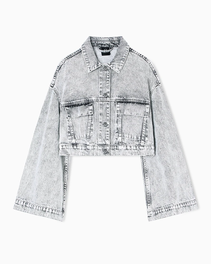 Armani Exchange - Denim Jackets, Woman, Grey, Size: