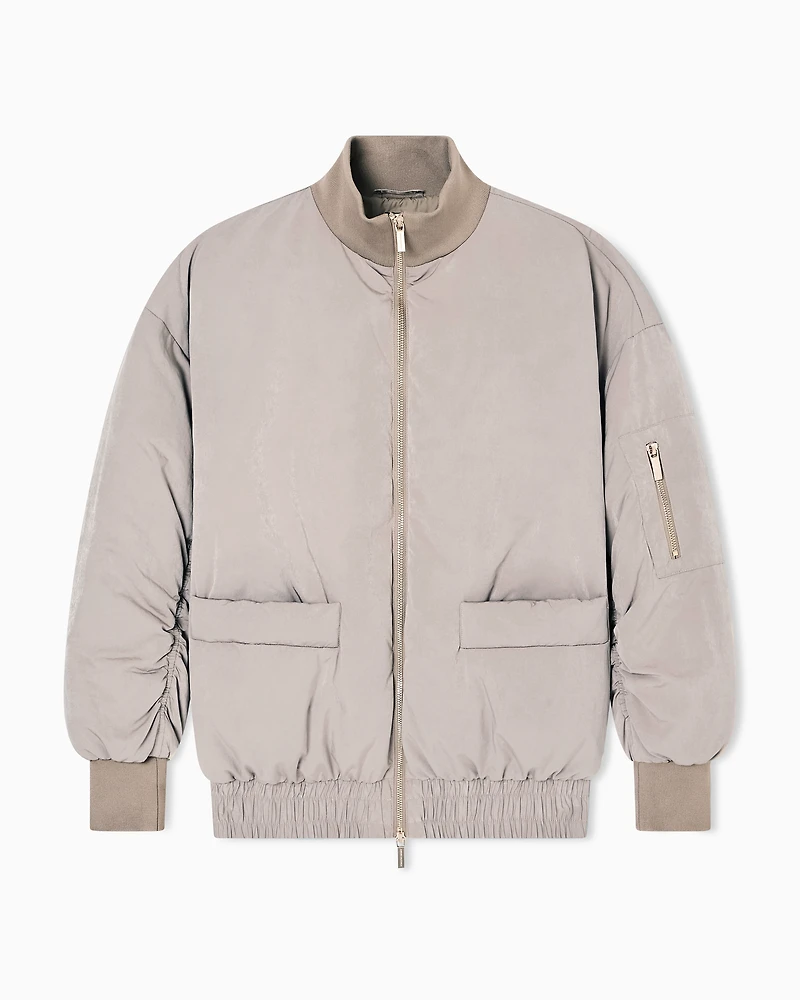 Armani Exchange - Recycled nylon bomber jacket, Woman, Brown, Size:
