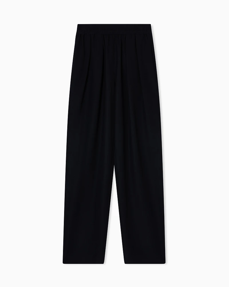 Emporio Armani - Technical-cady trousers with elasticated waistband, Woman, Black, Size: