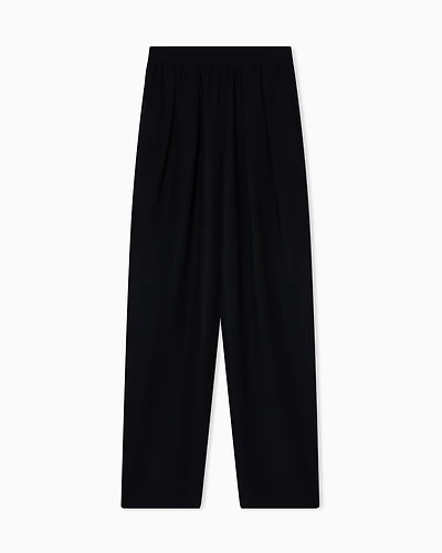 Emporio Armani - Technical-cady trousers with elasticated waistband, Woman, Black, Size: