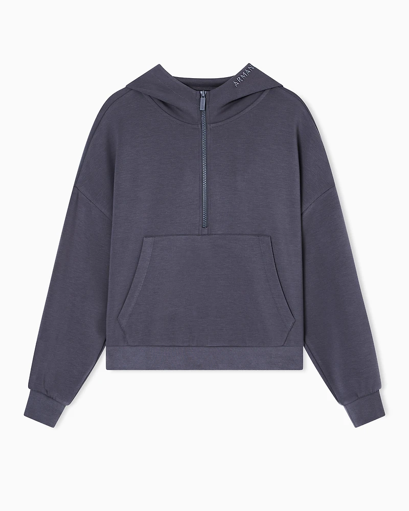 Armani Exchange - Half zip hoodie, Woman, Grey, Size: