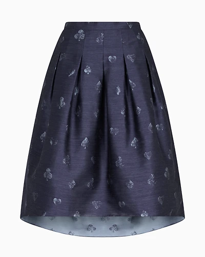 Emporio Armani - Jeu de Cartes motif wool-blend jacquard skirt with godet pleats, Woman, Blue, Size: 36