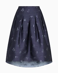 Emporio Armani - Jeu de Cartes motif wool-blend jacquard skirt with godet pleats, Woman, Blue, Size: 36