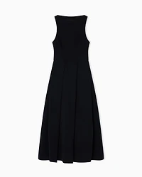 Emporio Armani - Technical cady sleeveless dress with pleats, Woman, Black, Size: