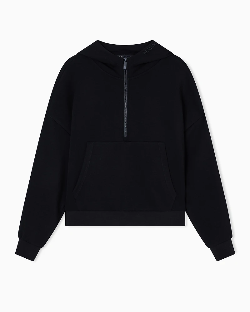 Armani Exchange - Half zip hoodie, Woman, Black, Size: