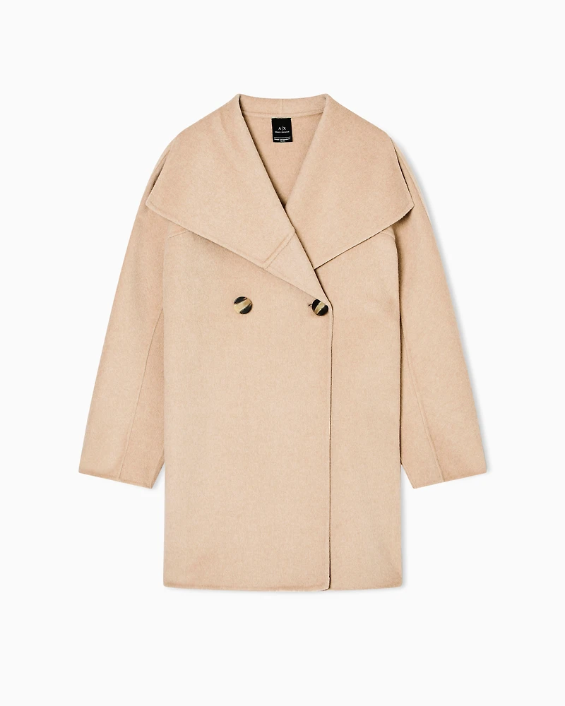 Armani Exchange -  Double-breasted wool blend coat, Woman, Camel, Size: