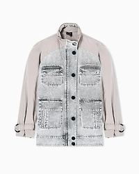 Denim jacket with contrasting inserts