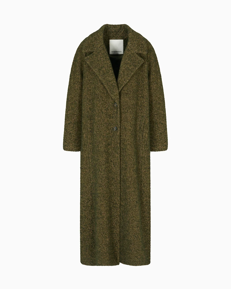 Emporio Armani - New York capsule collection bouclé wool-blend coat, Woman, Green, Size: