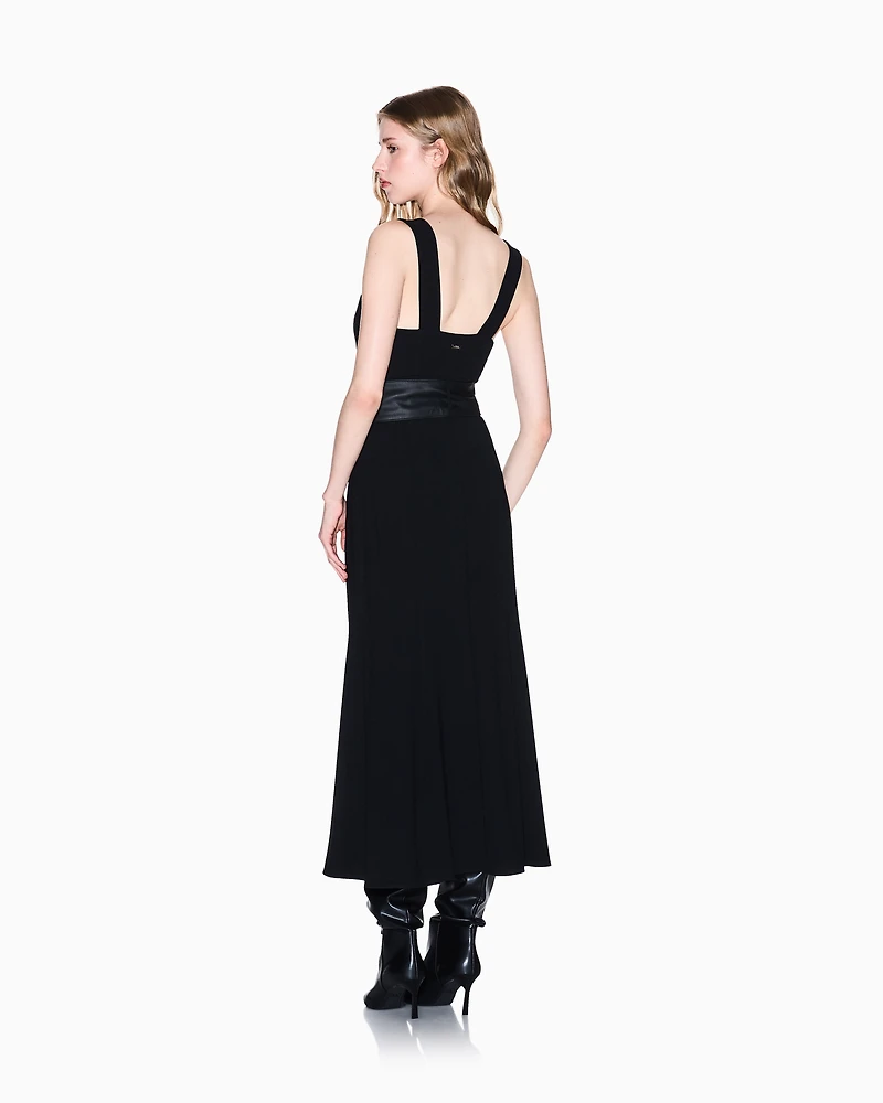 Armani Exchange - Longuette dress with belt, Woman, Black, Size: