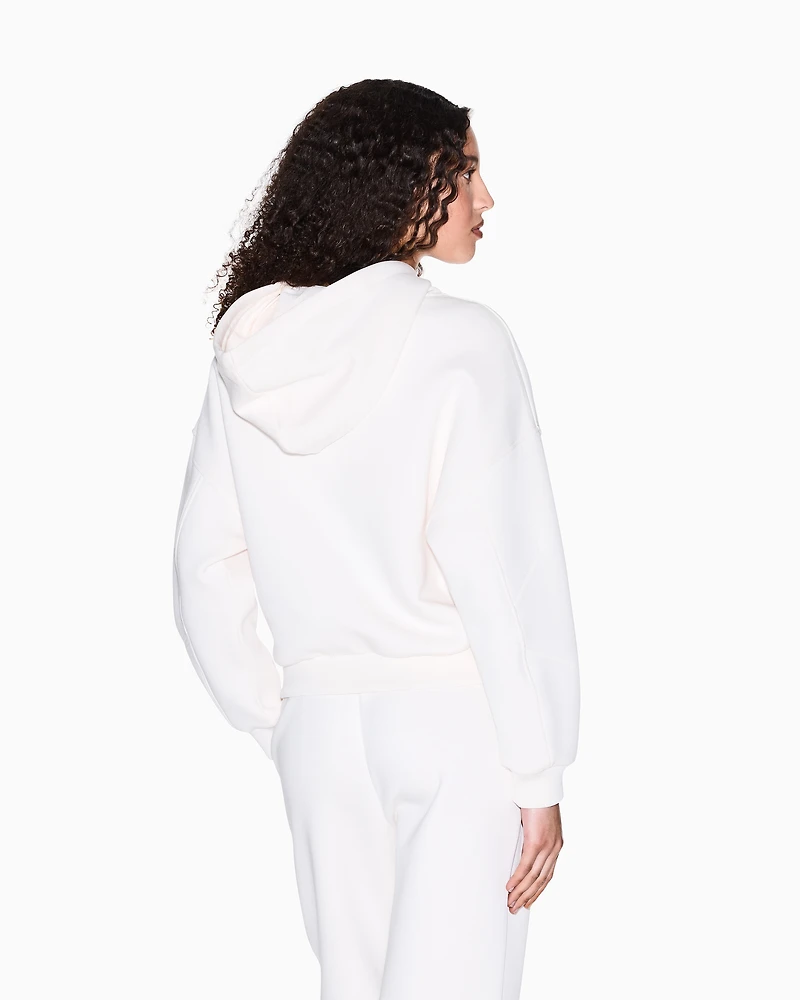 Armani Exchange - Hoodie soft fleece fabric, Woman, White, Size: