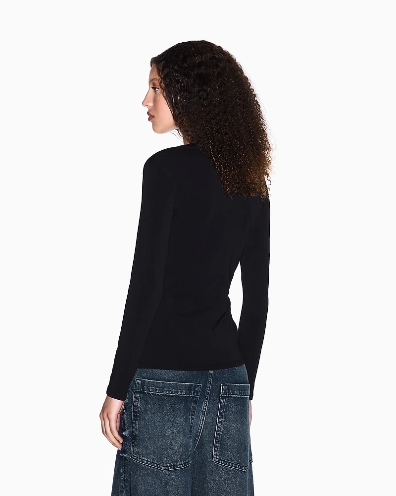Armani Exchange - Long Sleeves T-Shirts, Woman, Black, Size: