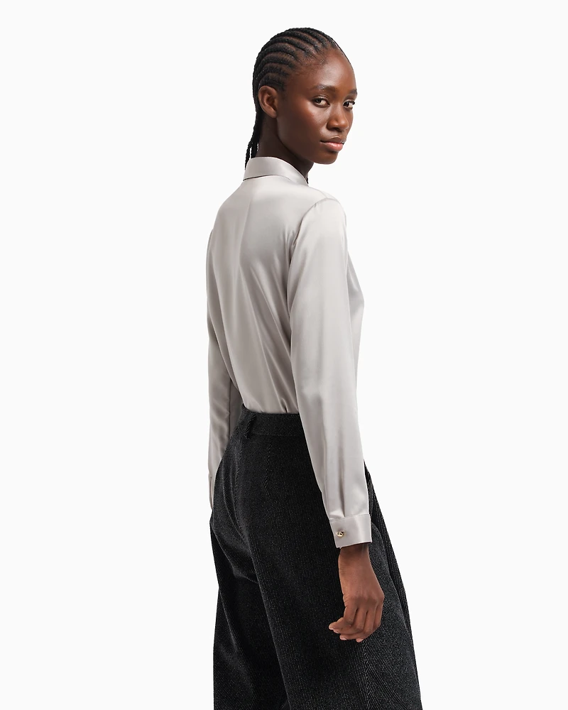 Emporio Armani - Valentine’s Day capsule collection satin crêpe shirt, Woman, Grey, Size: