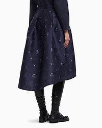 Emporio Armani - Jeu de Cartes motif wool-blend jacquard skirt with godet pleats, Woman, Blue, Size: 36