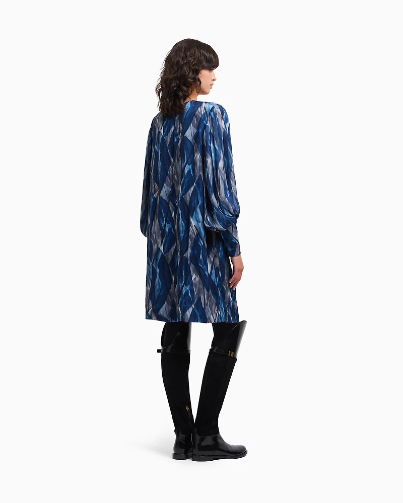 Emporio Armani - Silk chiffon dress with abstract all-over print, Woman, Patterned, Size: