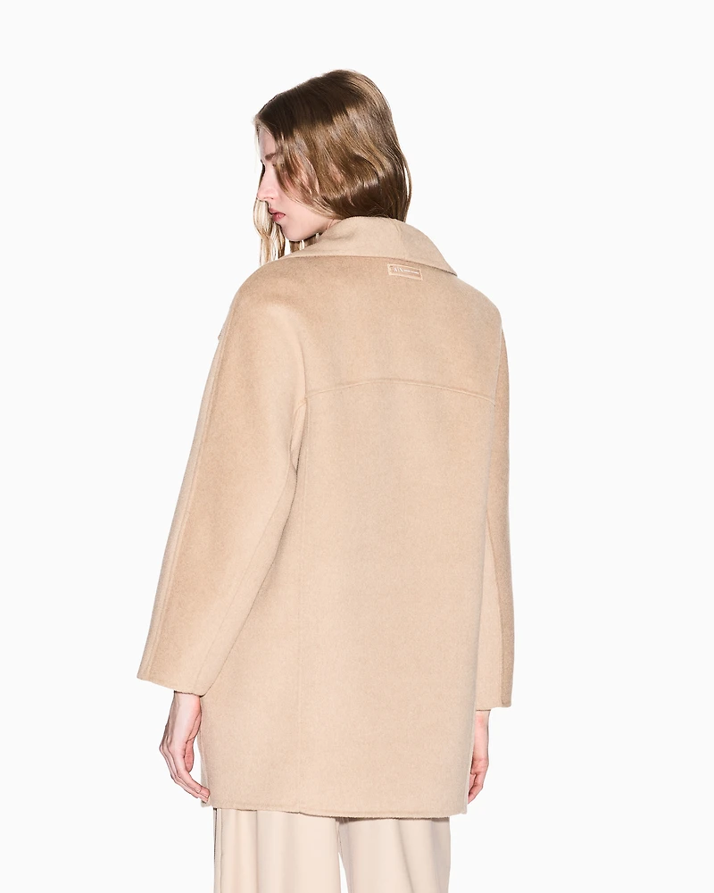 Armani Exchange -  Double-breasted wool blend coat, Woman, Camel, Size: