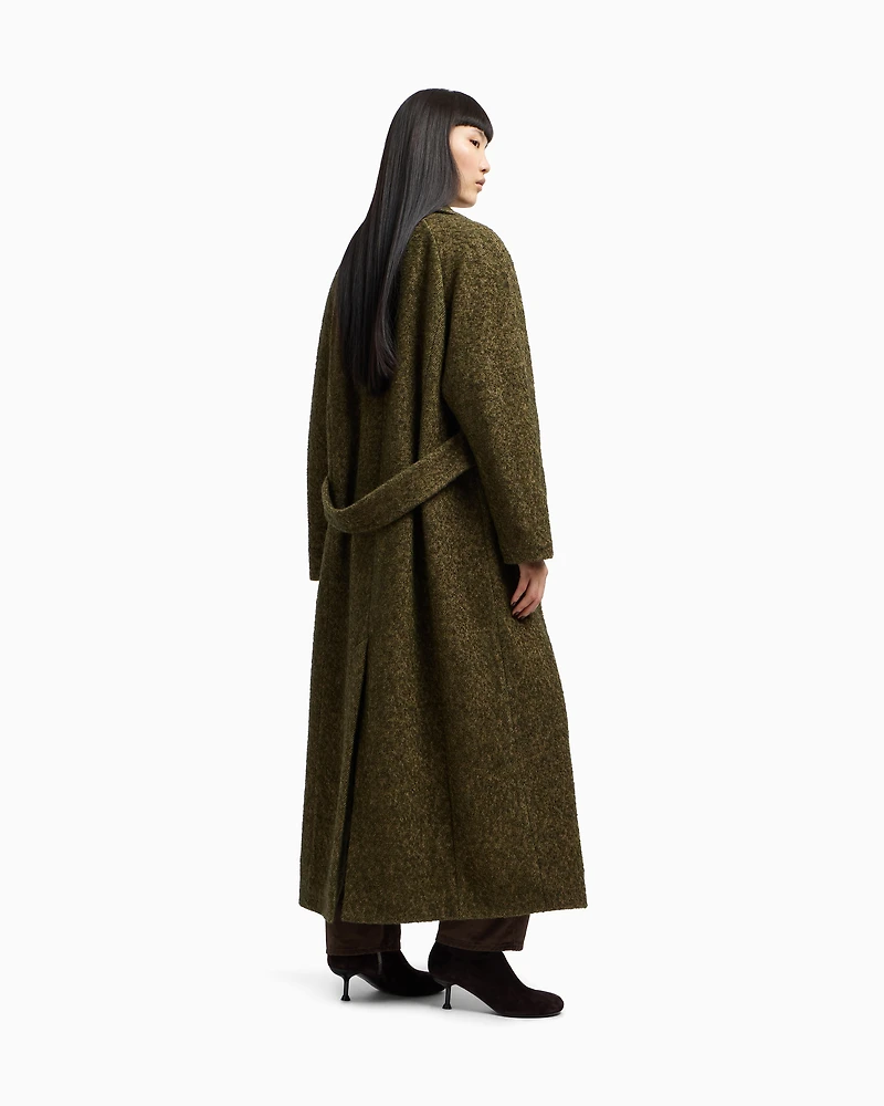 Emporio Armani - New York capsule collection bouclé wool-blend coat, Woman, Green, Size: