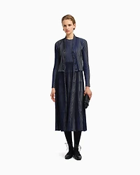 Emporio Armani - Plated-effect KFB fabric cardigan, Woman, Black, Size: